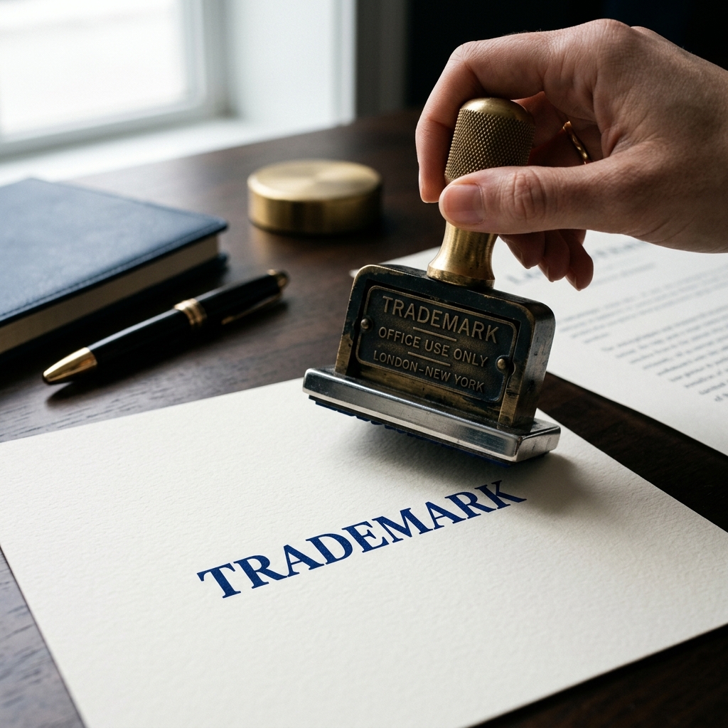 Professional metal rubber stamp with Trademark text for brand protection in Kenya